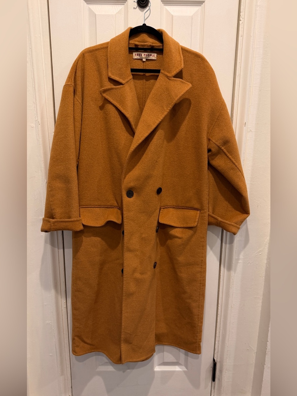 Oversized Free People Women’s Rust-Tone Double-Breasted Pea Coat